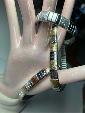 Set of 3 Beautiful Glitter Stretch Bracelets made by Steel By Design.